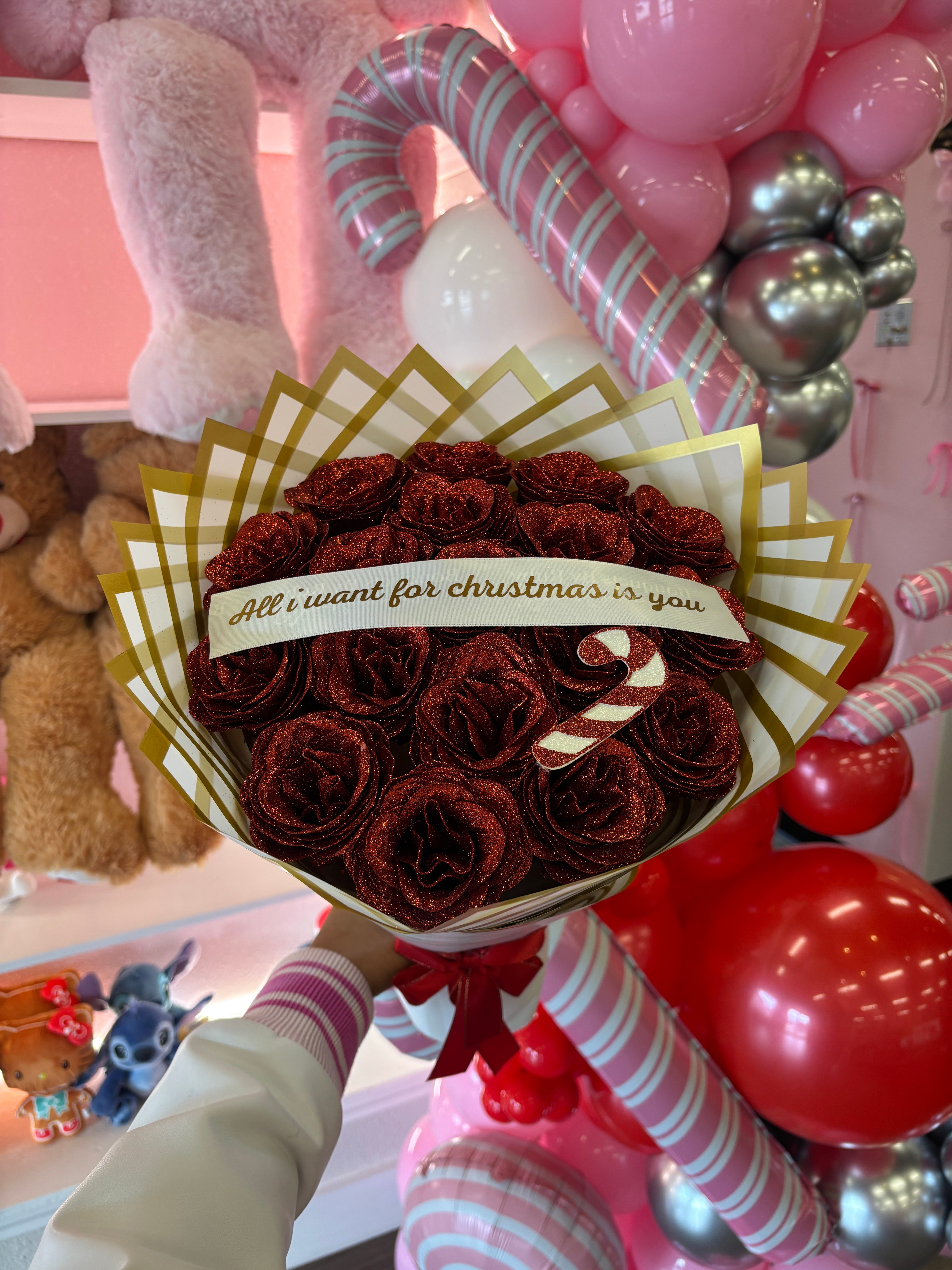Candy cane glitter red bouquet ❤️