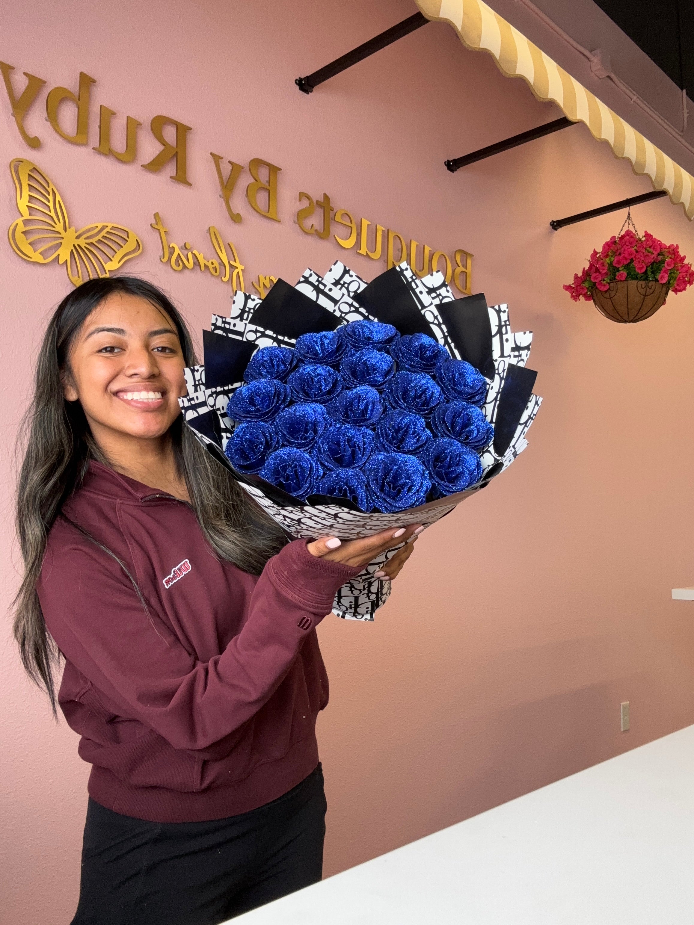 Blue glitter roses bouquet ✨