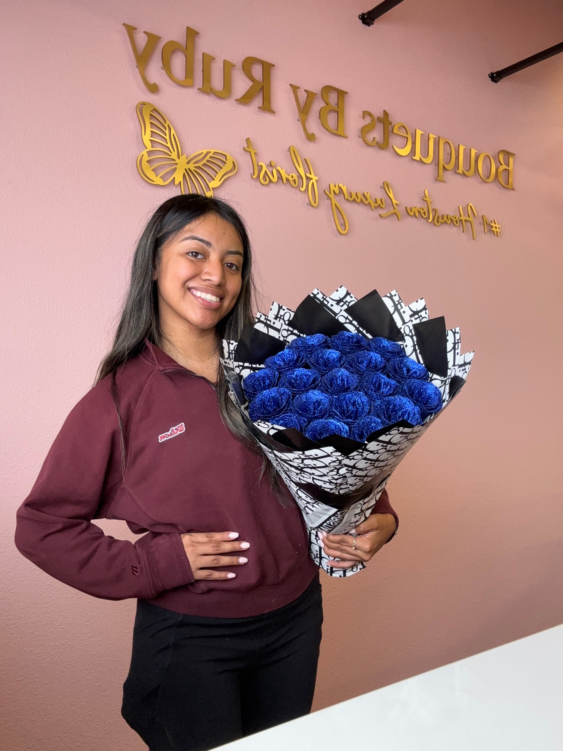 Blue glitter roses bouquet ✨