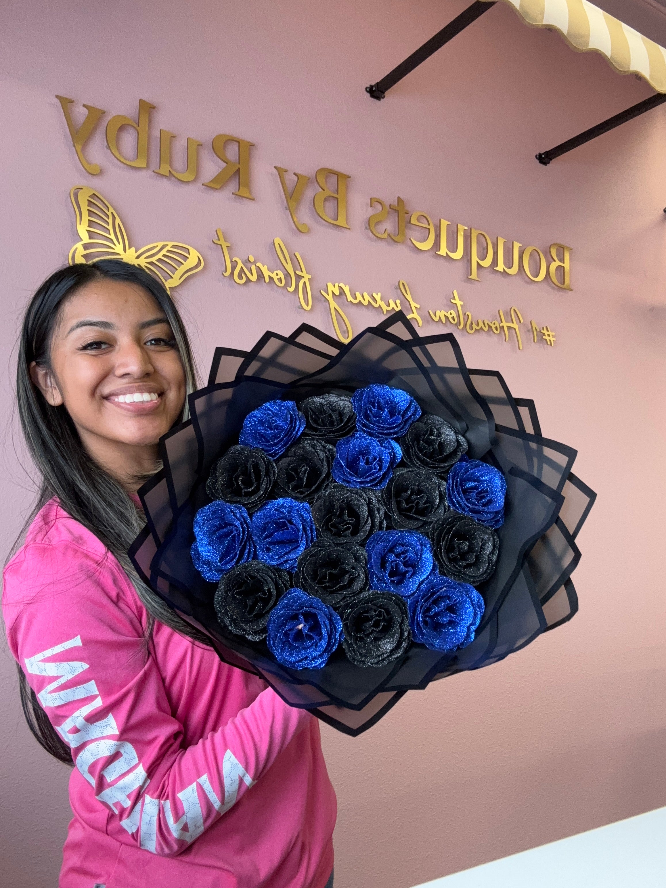 Royal blue midnight glitter bouquet 🖤