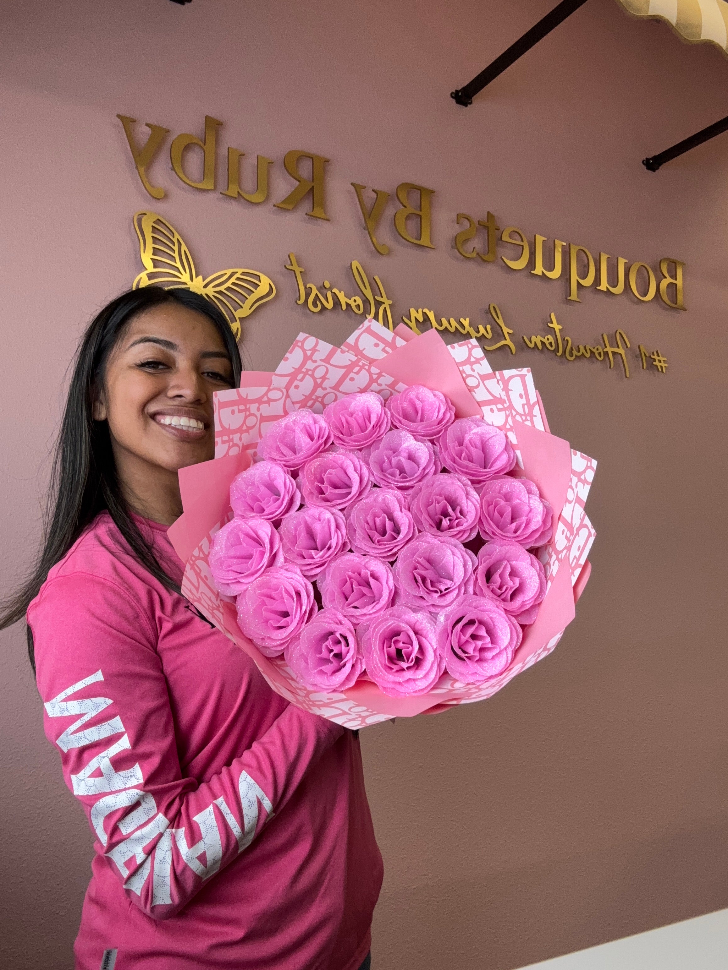 Pink glitter rose bouquet💖