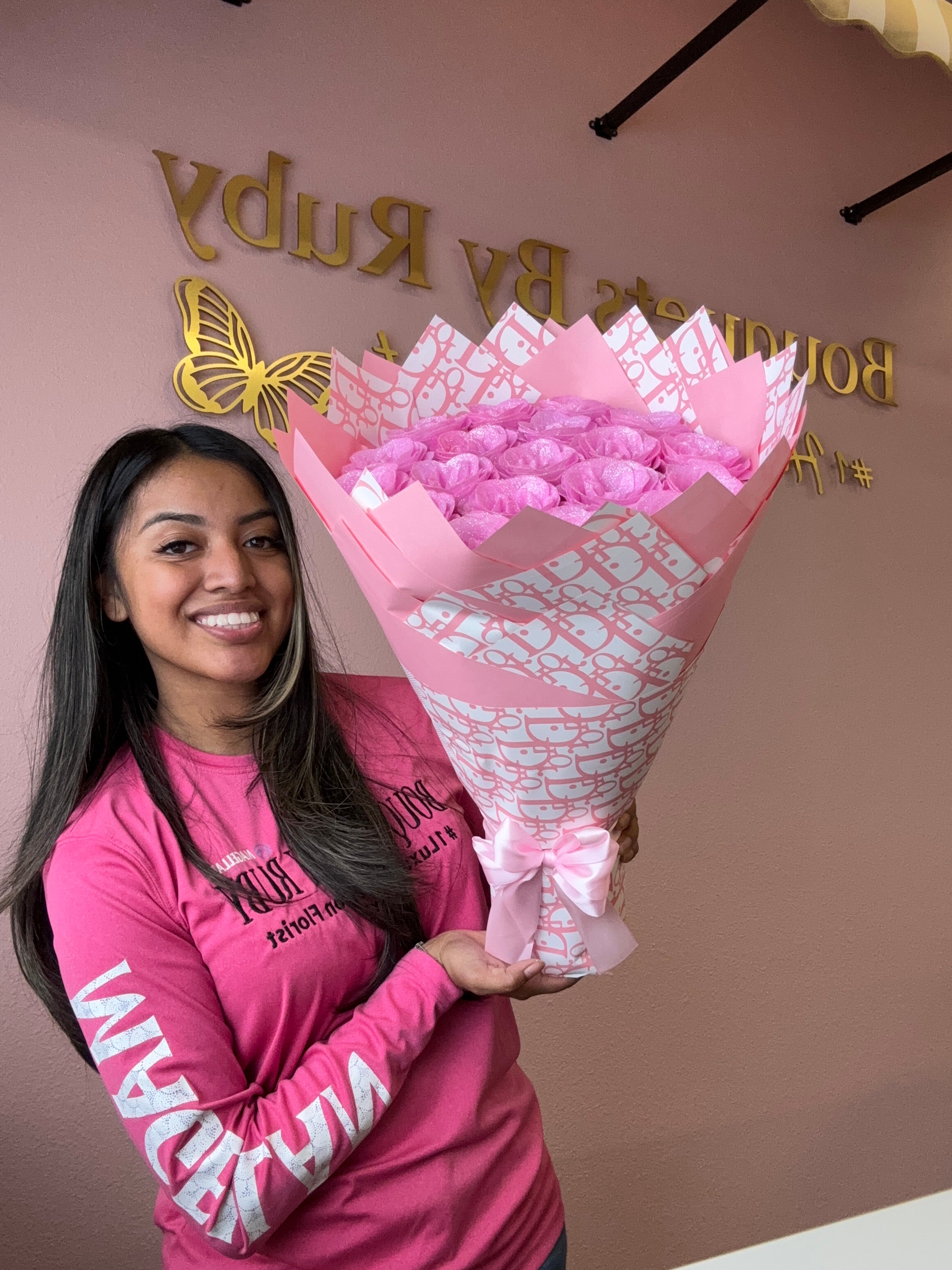 Pink glitter rose bouquet💖