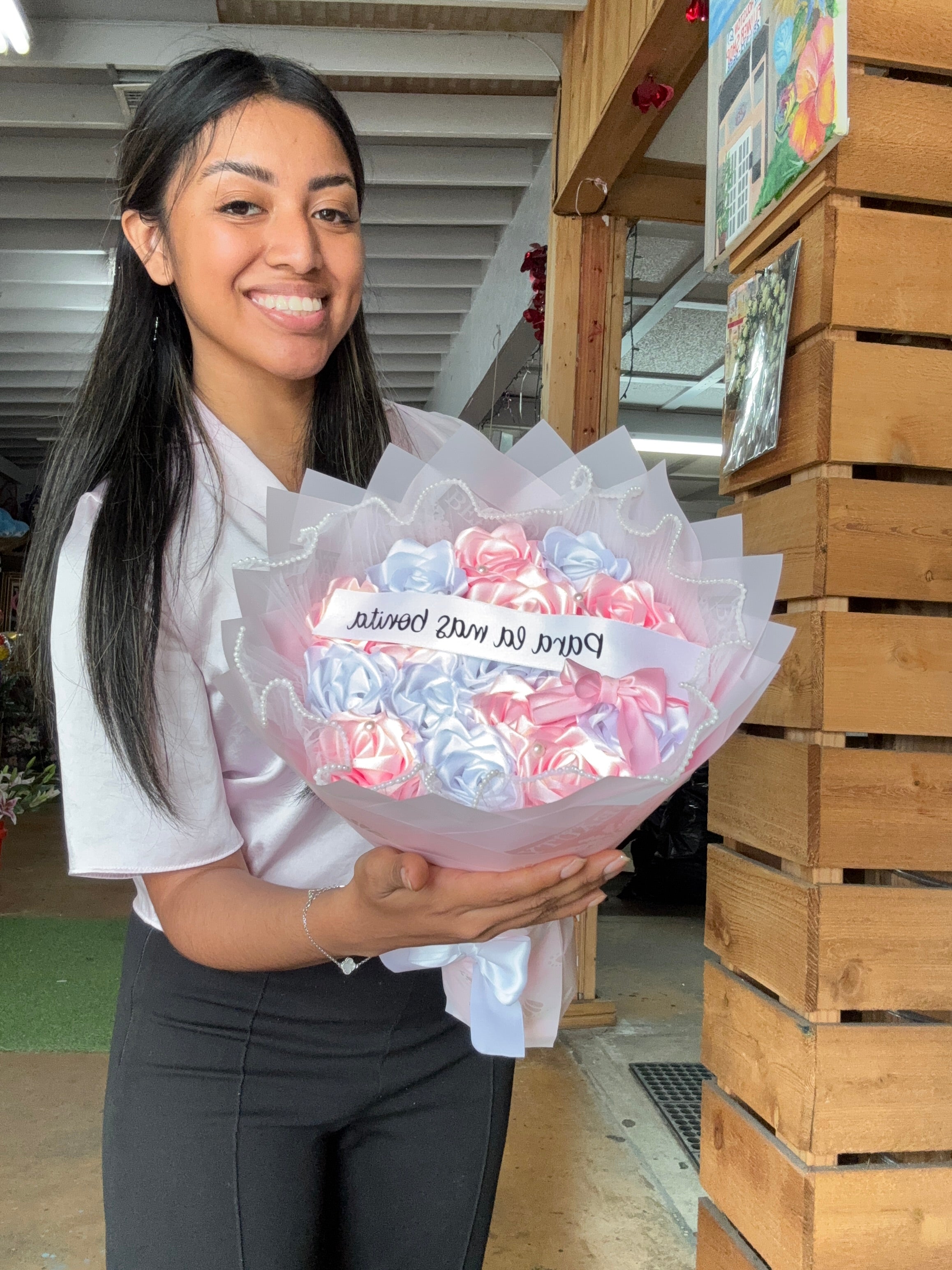 Cloudy love Ribbon rose bouquet 🌸