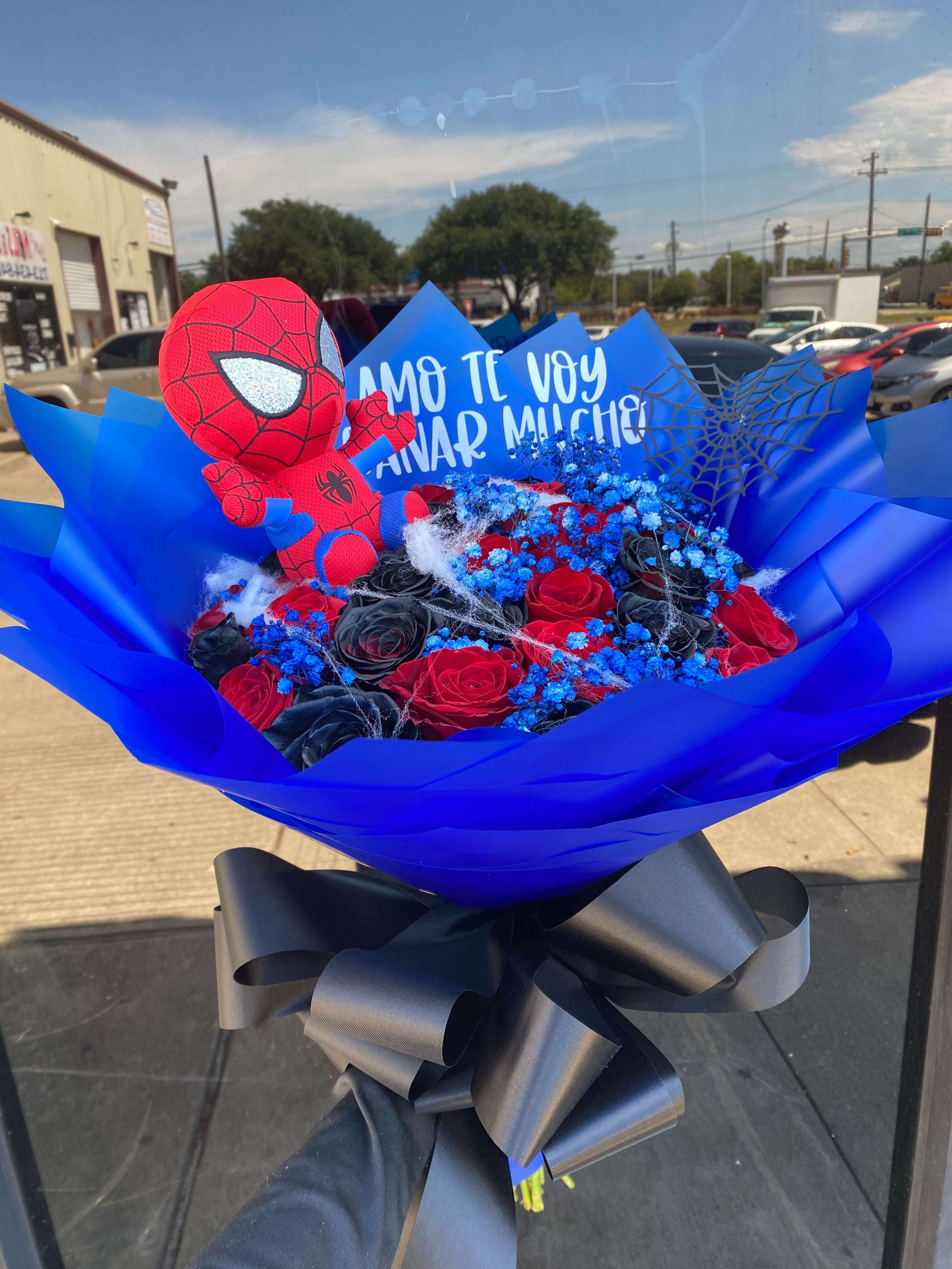 24 rose Spidey love🖤 | Bouquets By Ruby U.S Shipping Website