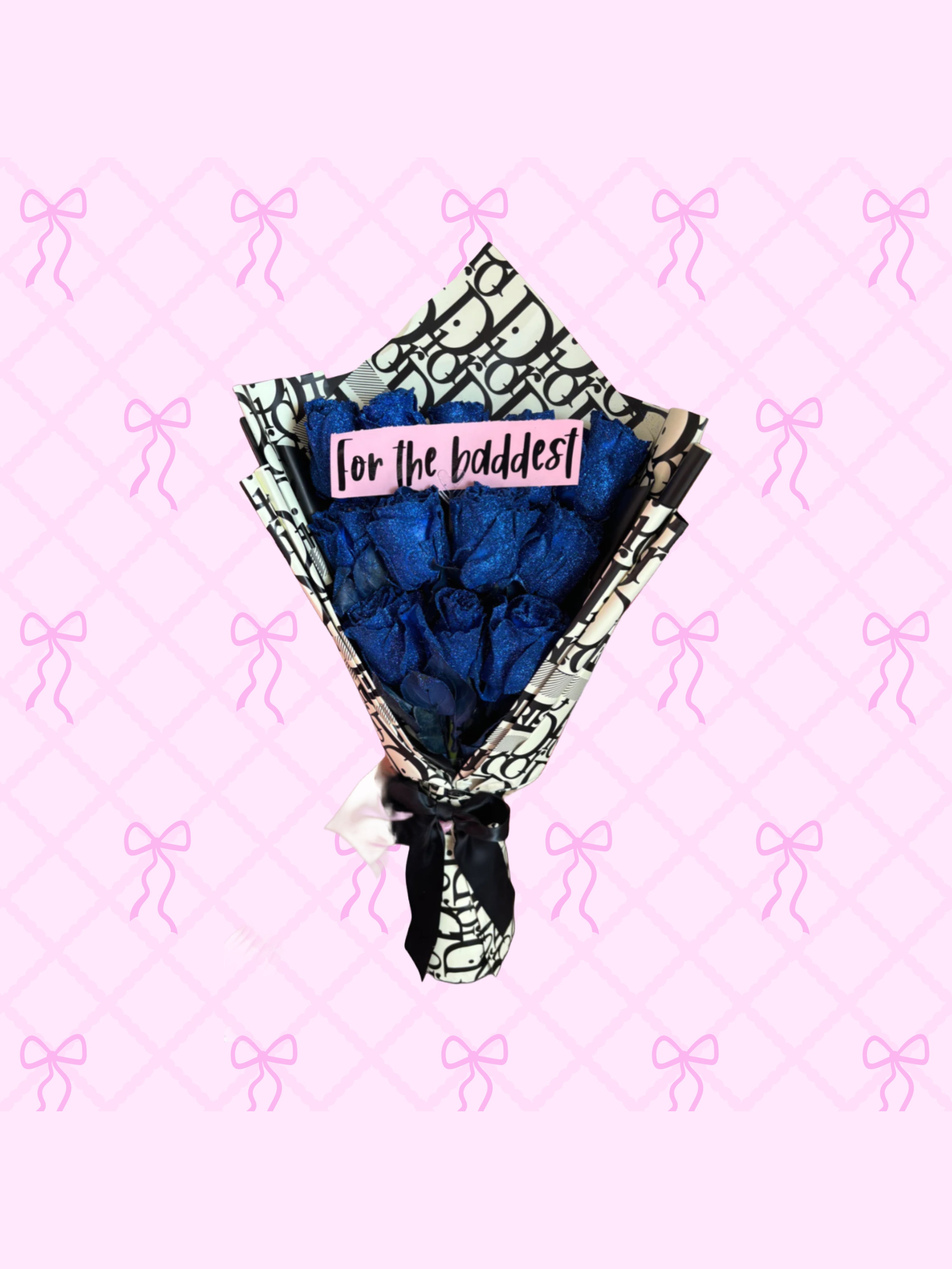 12 Royal Glitter roses 💙 + customize phrase