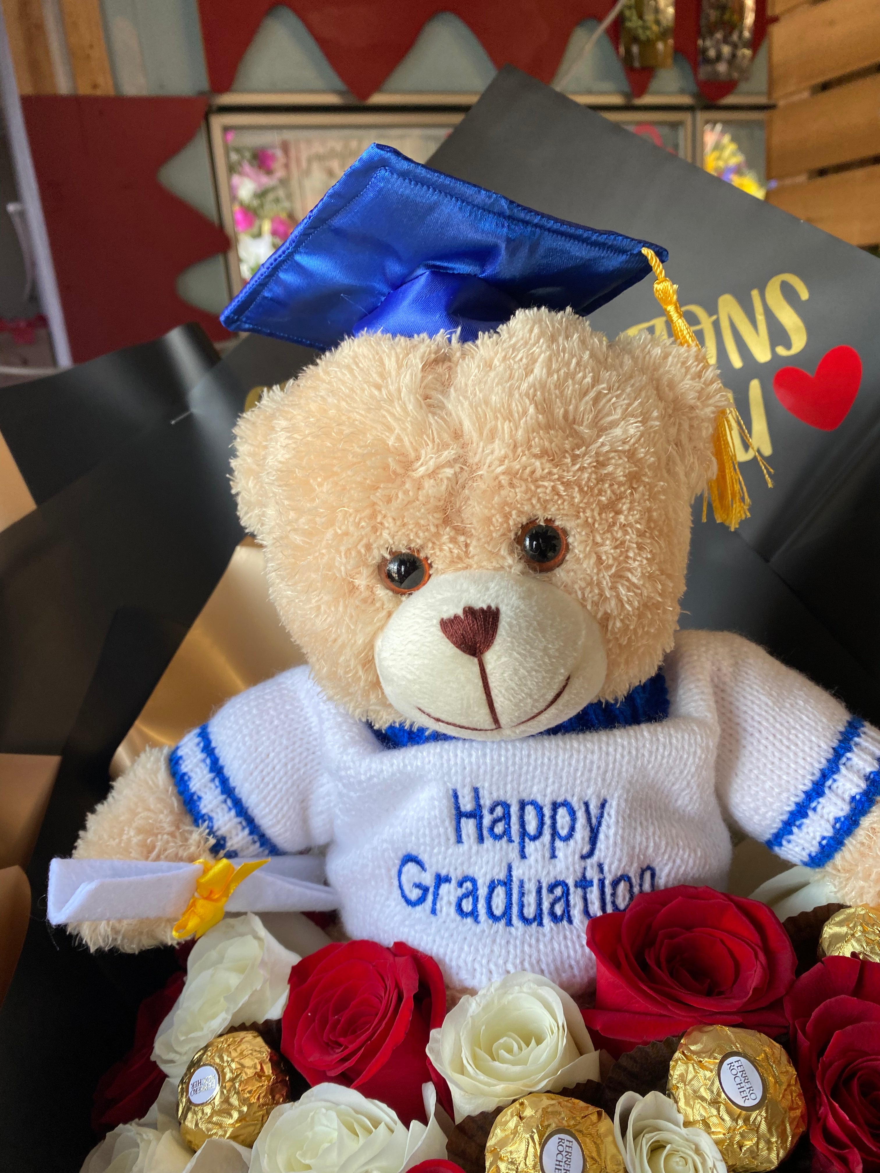 GRAD: 24 rose + Teddy + Chocolates🎓🐻