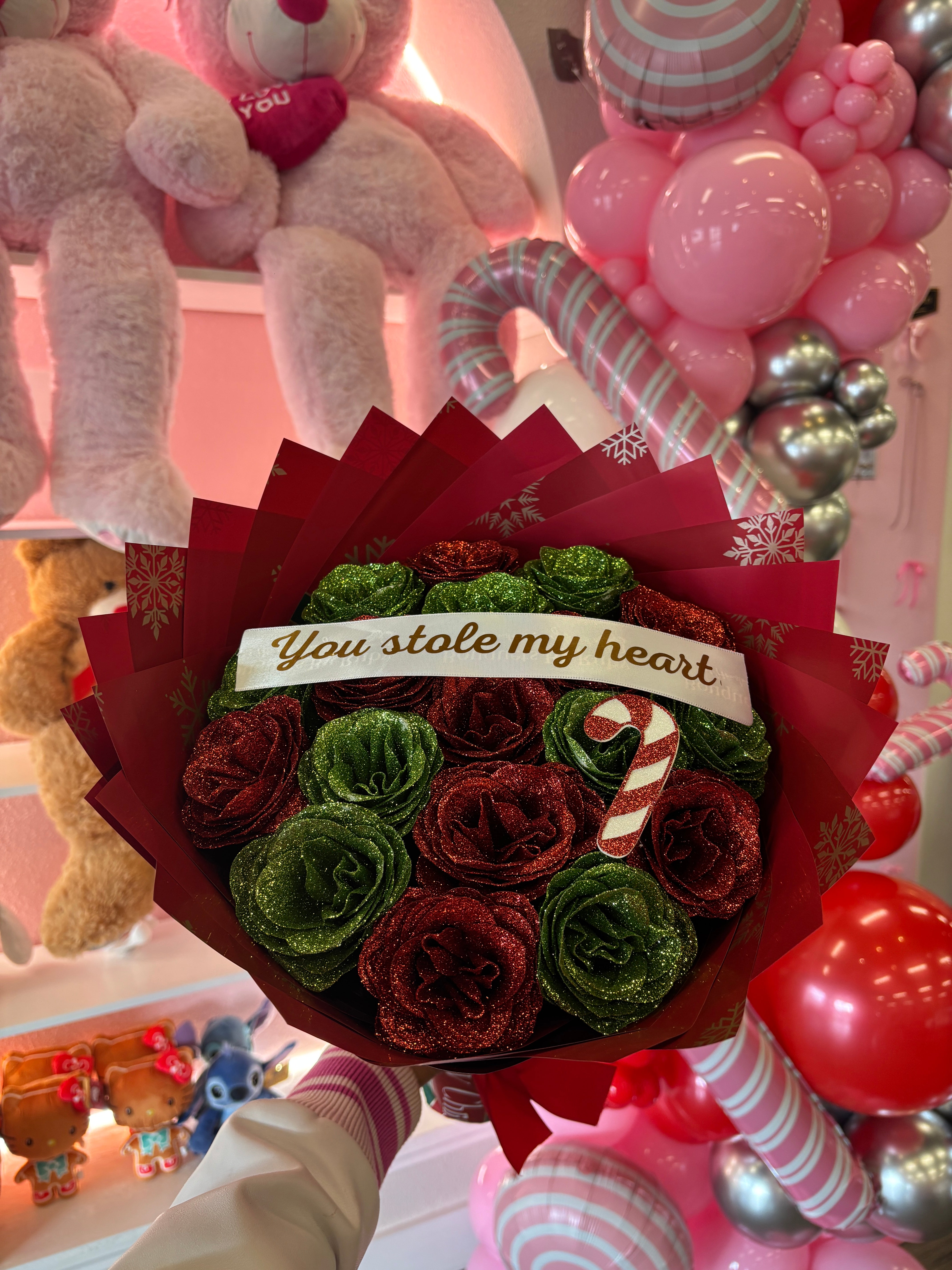 Glitter Jolly grinch color Bouquet