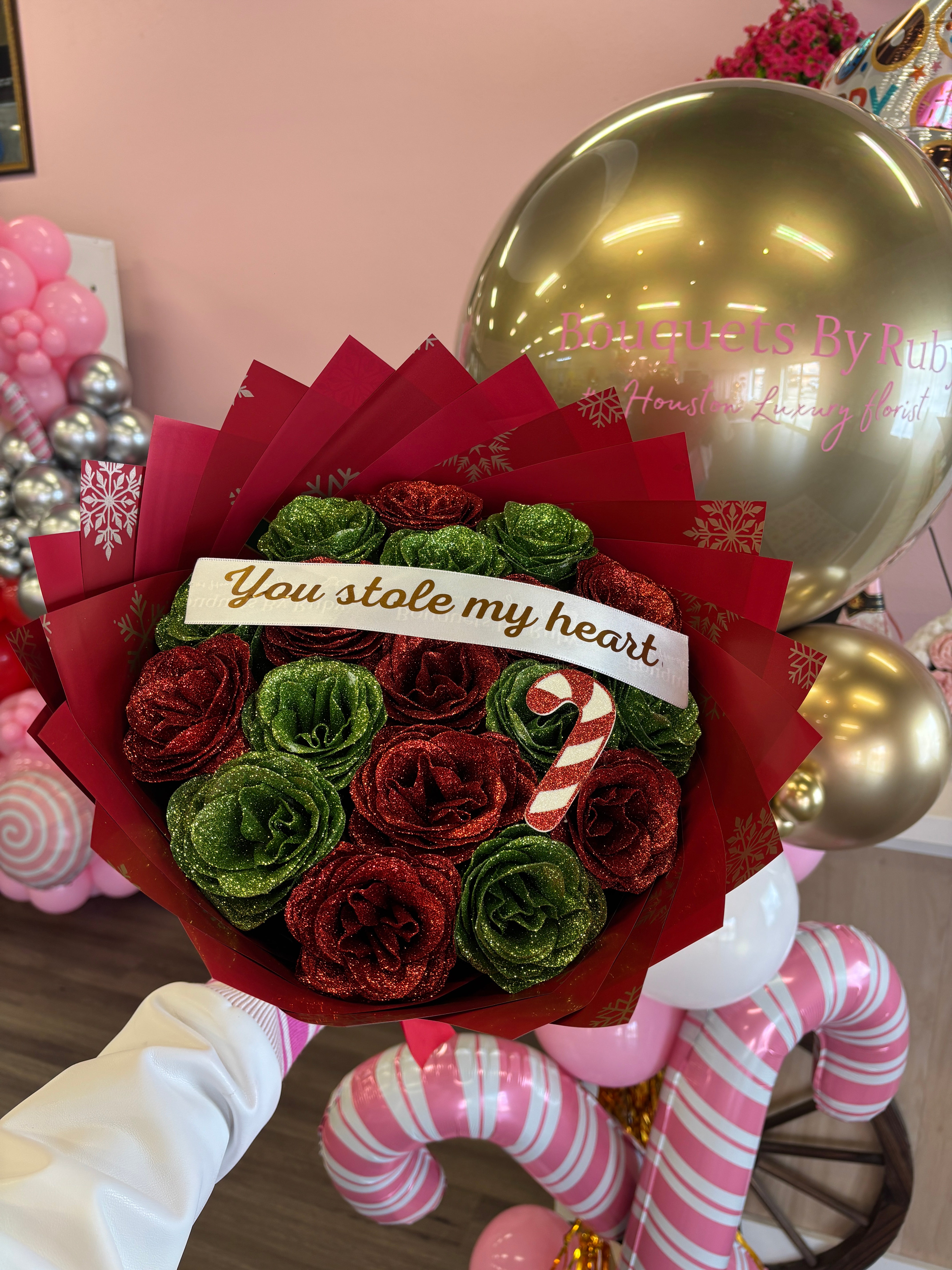 Glitter Jolly grinch color Bouquet