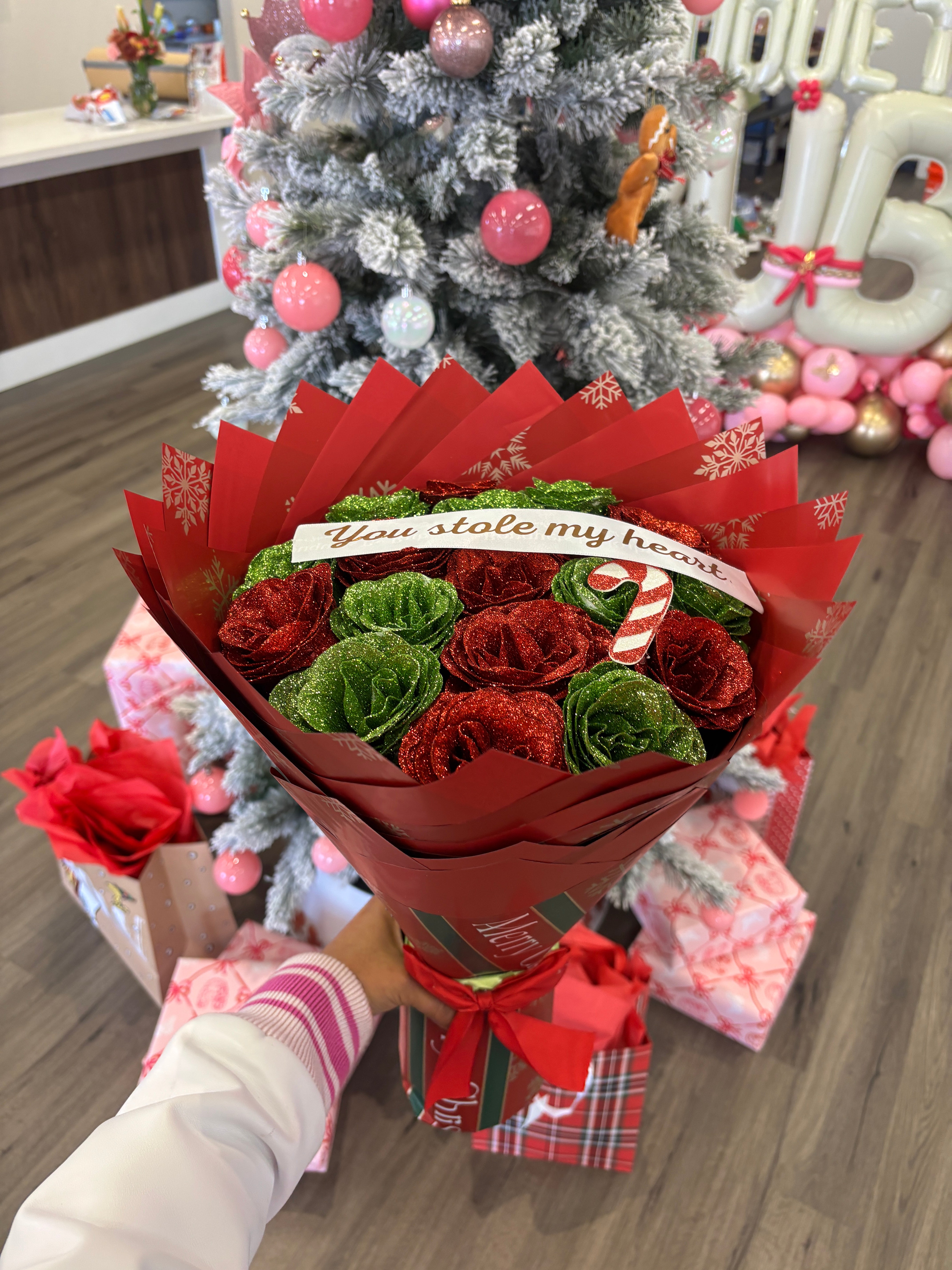 Glitter Jolly grinch color Bouquet