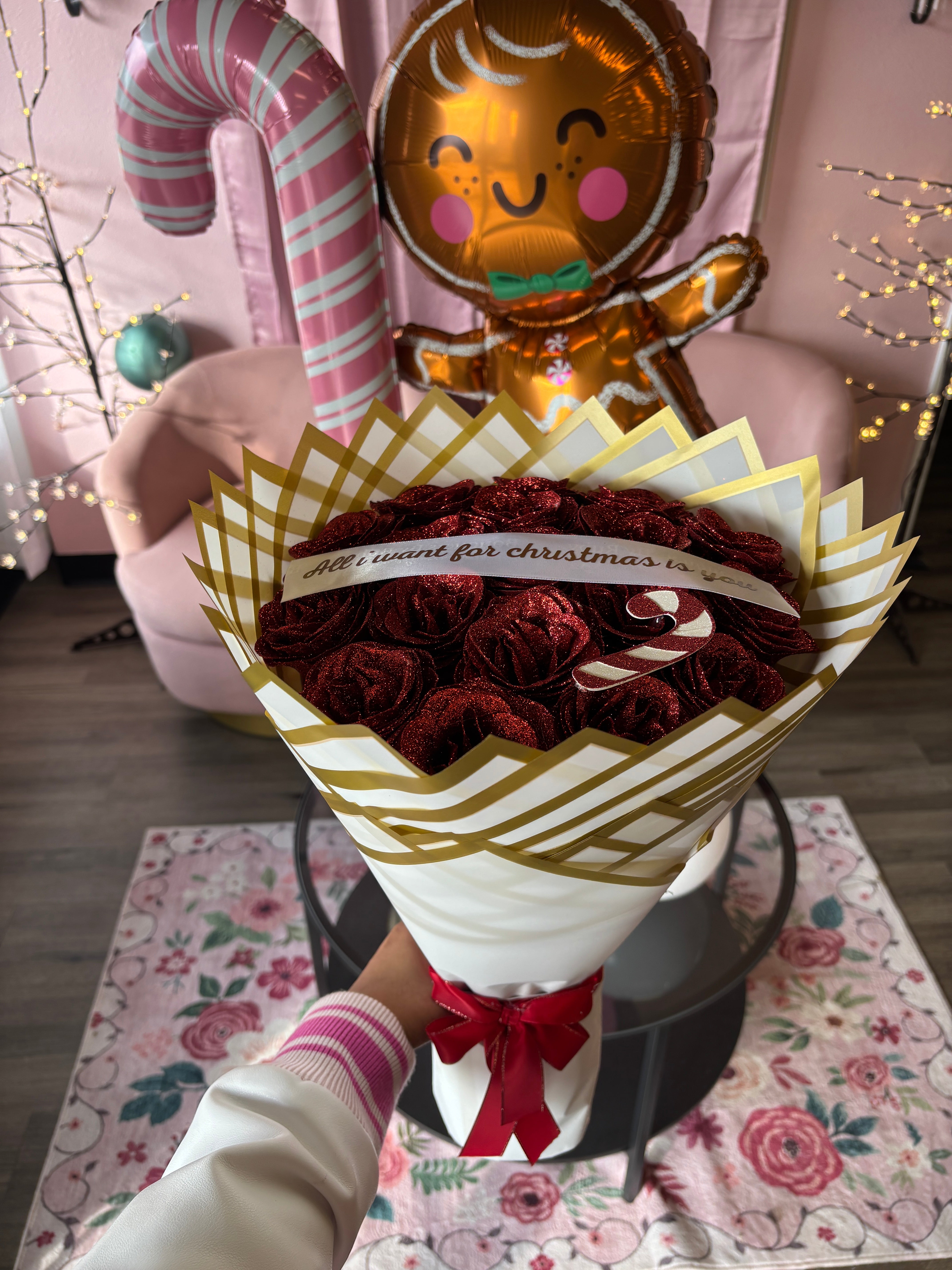 Candy cane glitter red bouquet ❤️