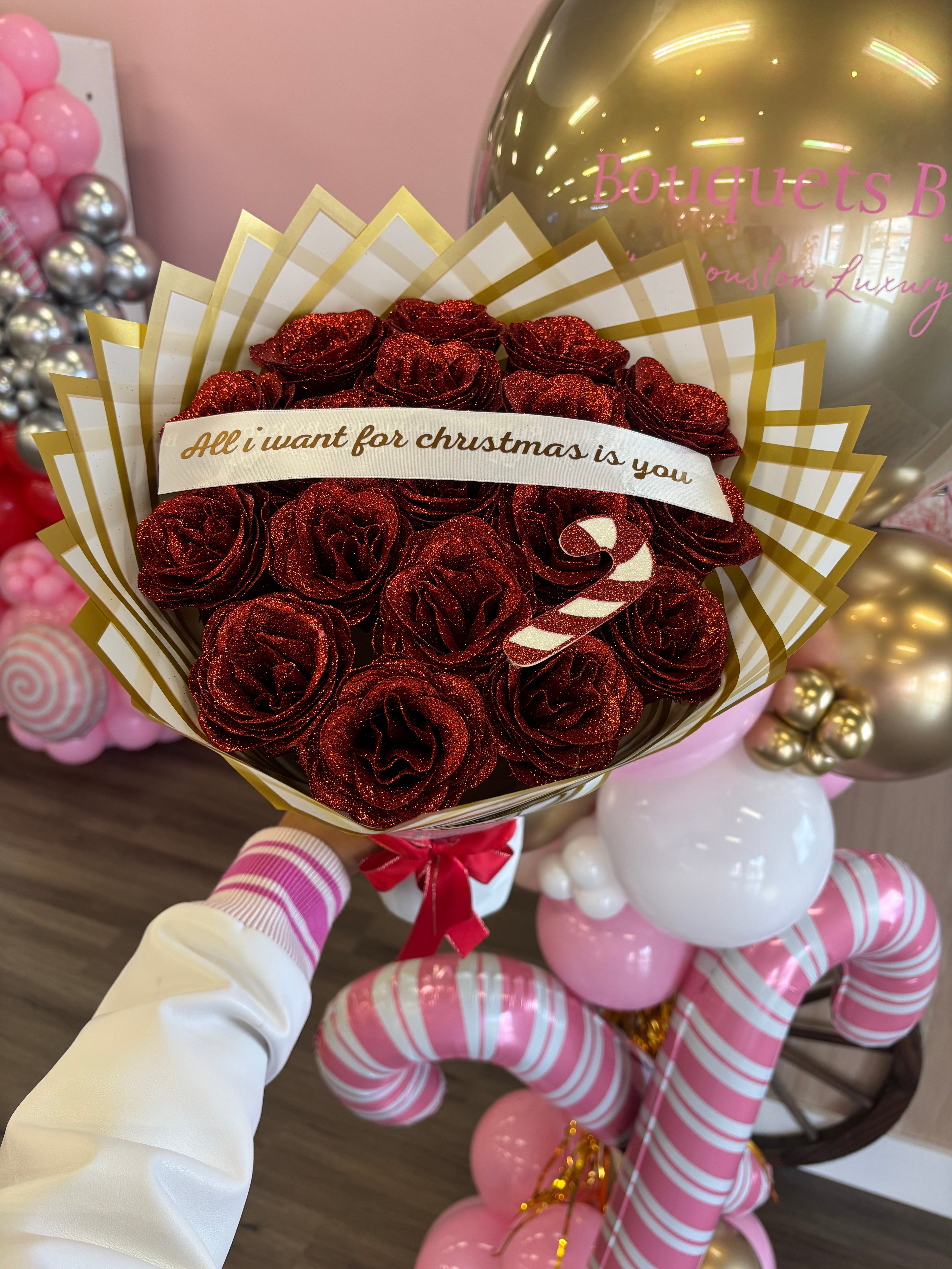 Candy cane glitter red bouquet ❤️