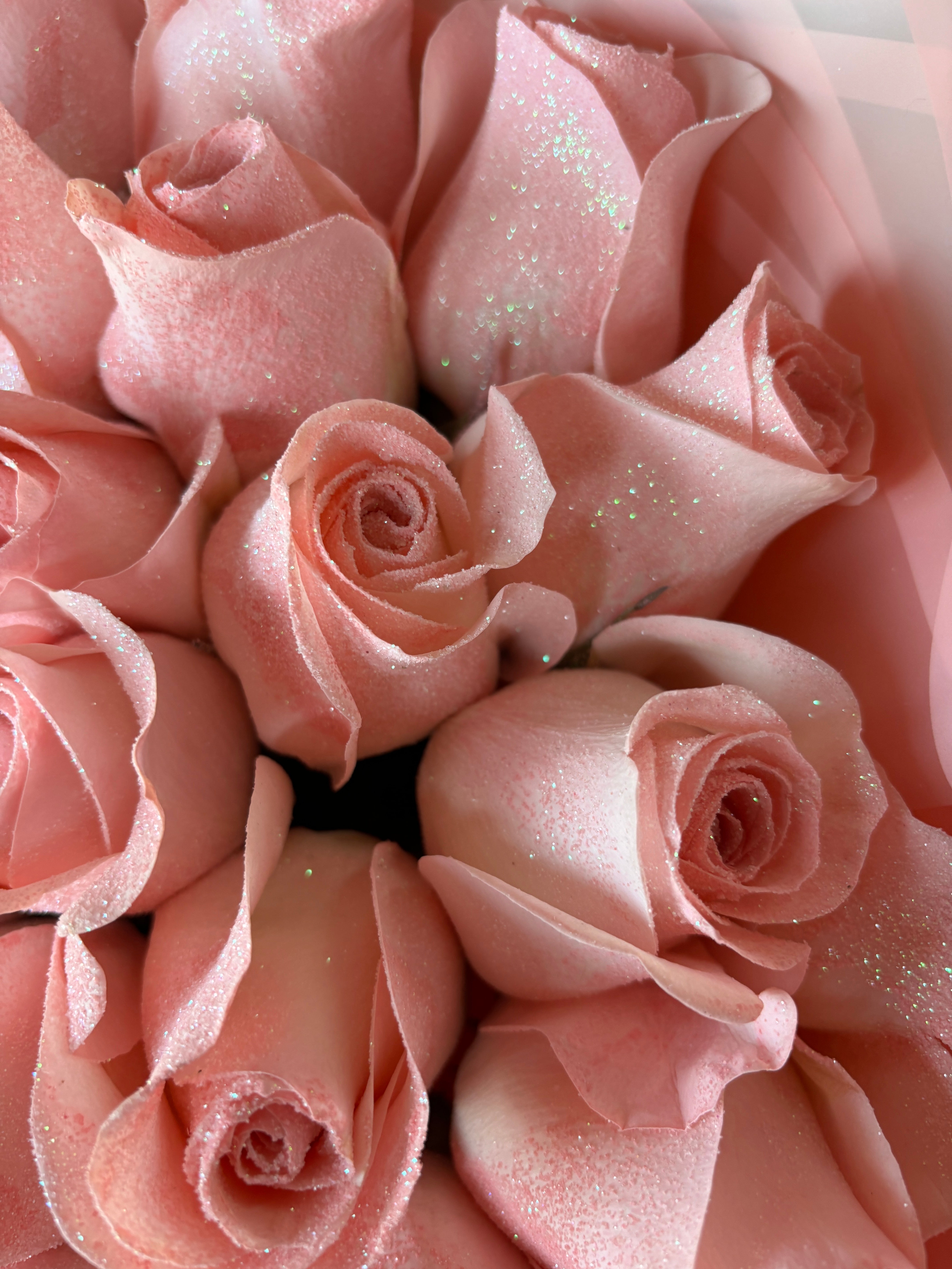 24 Pink barbz  roses with glitter✨